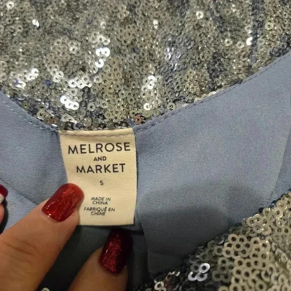 Melrose & Market Blue sequins mini dress Size small - Picture 4 of 12